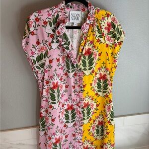 Alden Adair Pink & Yellow Floral Split-Panel Dress